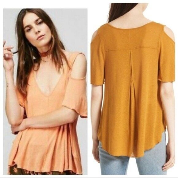 Free People Tops - Free People Bittersweet Tan Cold Shoulder Top 20A